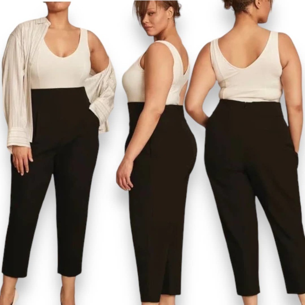 11 Honore NWOT Plus Size Black Parker High Rise Classic Tapered Cropped Pant 20